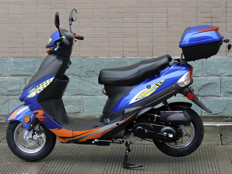 Express 50 Street Moped Scooter, 50cc Automatic with Trunk, 10 inch Wheels