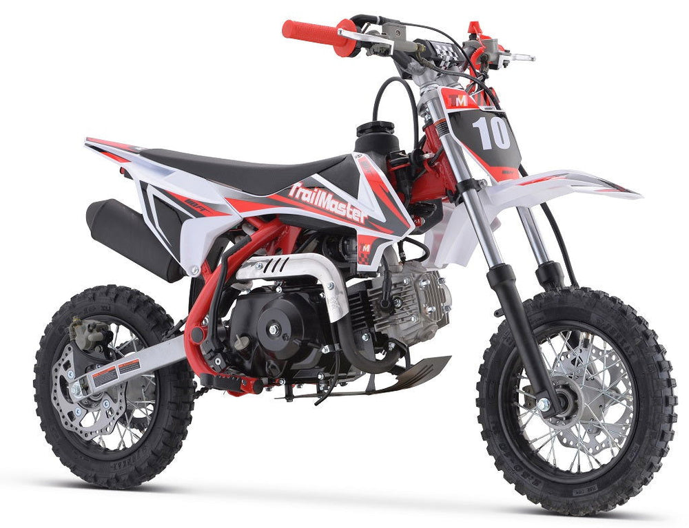 TrailMaster TM10 110cc Dirt Bike 4-Speed Auto Clutch, Dual Disc Brakes (10/10), Ages 8-12 - GoKarts USA®