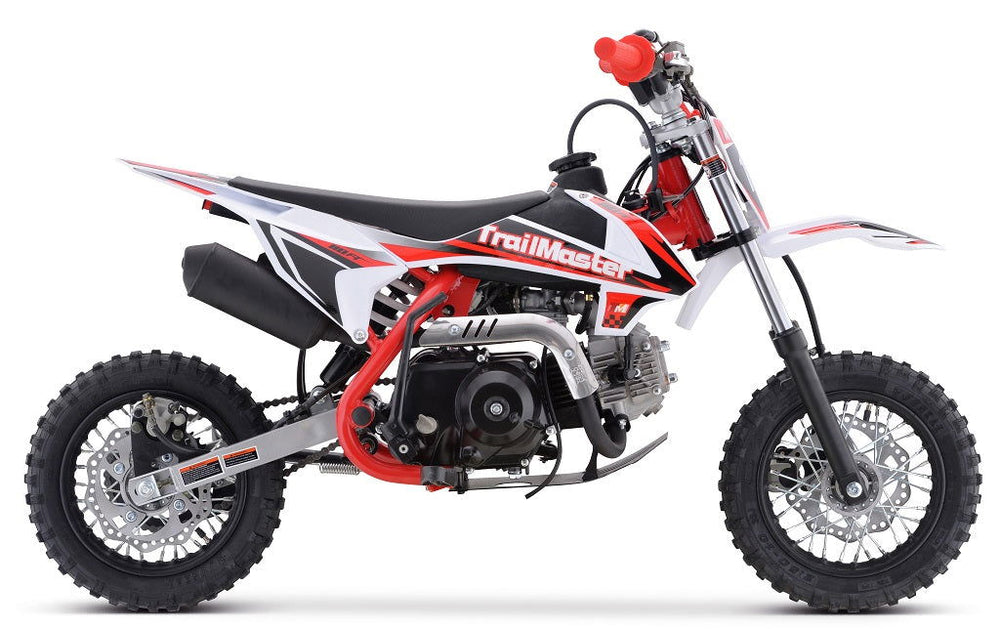 TrailMaster TM10 110cc Dirt Bike 4-Speed Auto Clutch, Dual Disc Brakes (10/10), Ages 8-12 - GoKarts USA®