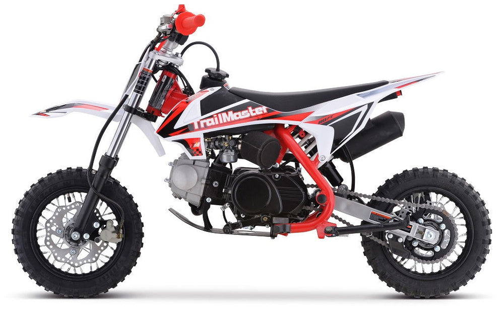 TrailMaster TM10 110cc Dirt Bike 4-Speed Auto Clutch, Dual Disc Brakes (10/10), Ages 8-12 - GoKarts USA®