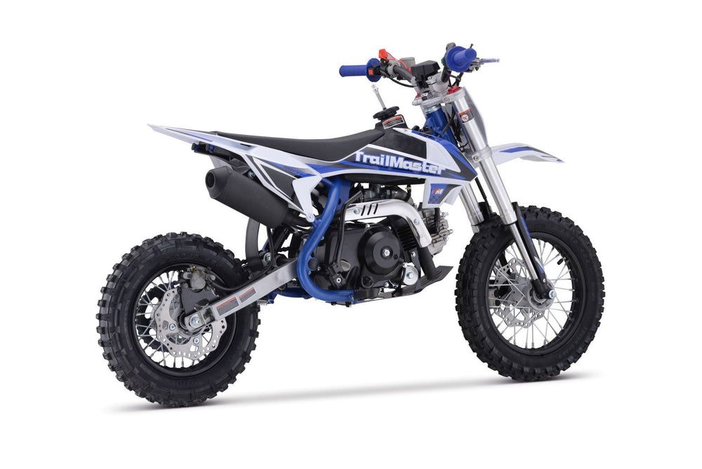 TrailMaster TM15 110cc Dirt Bike, 4-Speed Semi-Auto, Electric Start w/Kick backup, Dual Disc Brakes (12/10) Ages 8-12 - GoKarts USA®