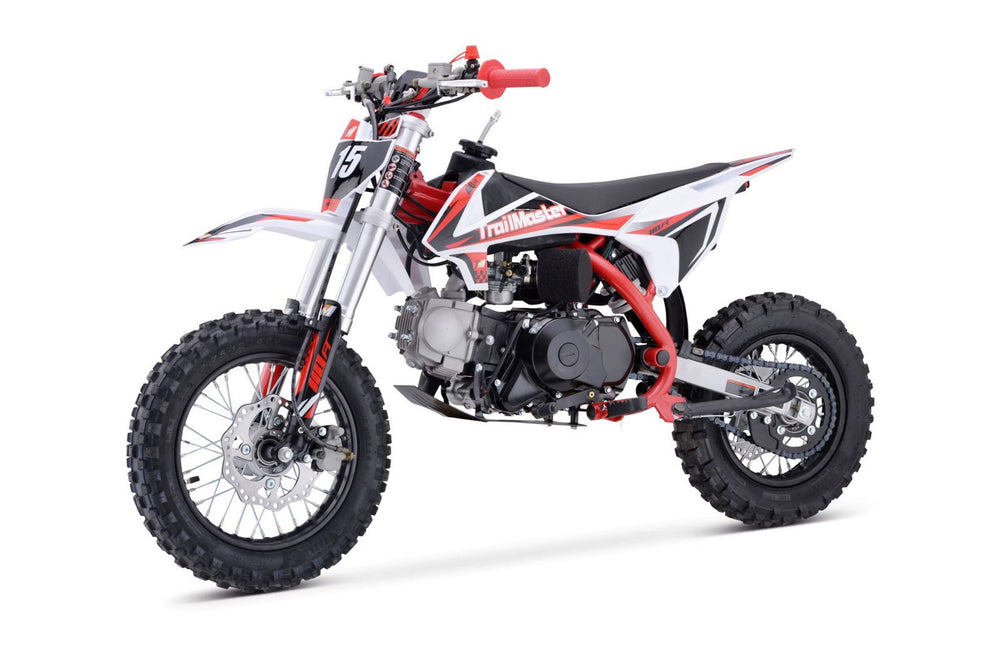 TrailMaster TM15 110cc Dirt Bike, 4-Speed Semi-Auto, Electric Start w/Kick backup, Dual Disc Brakes (12/10) Ages 8-12 - GoKarts USA®