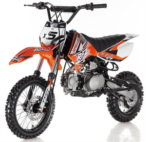 Apollo 125cc X5 Dirt Bike, 4-Speed Manual, 14/12 inch Wheels, Age Apollo 125cc X5 Dirt Bike, 4-Speed Manual, 14/12 inch Wheels, Age