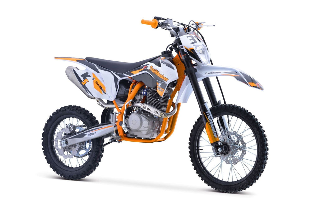 TrailMaster TM31 250cc Dirt Bike 5-Speed Manual Dual Disc Brakes, Electric Start with Kick backup (19/16) - GoKarts USA®