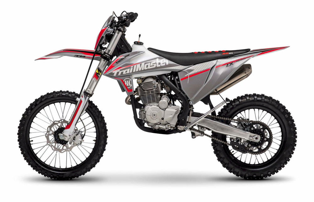 new! TrailMaster LX250 Dirt Bike 6-Speed Manual Dual Disc Brakes, Electric Start with Kick backup (21/18) - GoKarts USA®