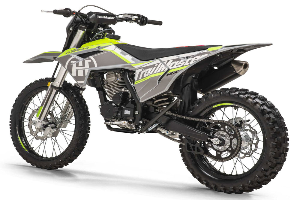 new! TrailMaster MX250 Dirt Bike 5-Speed Manual Dual Disc Brakes, Electric Start (21/18) - GoKarts USA®