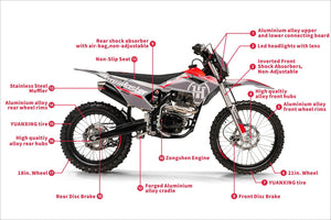 new! TrailMaster MX250 Dirt Bike 5-Speed Manual Dual Disc Brakes, Electric Start (21/18) - GoKarts USA®