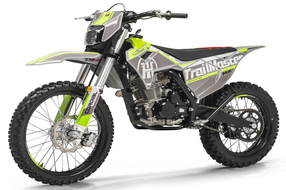 new! TrailMaster MX250 Dirt Bike 5-Speed Manual Dual Disc Brakes, Electric Start (21/18) - GoKarts USA®