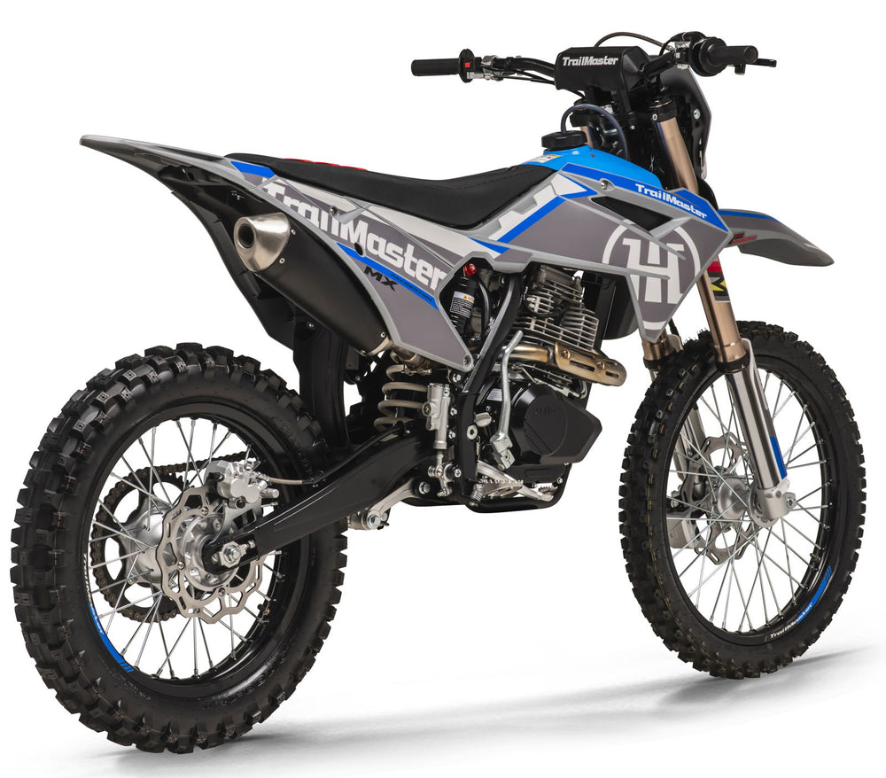 new! TrailMaster MX250-Pro Dirt Bike 5-Speed Manual Dual Disc Brakes, Electric Start (21/18) - GoKarts USA®