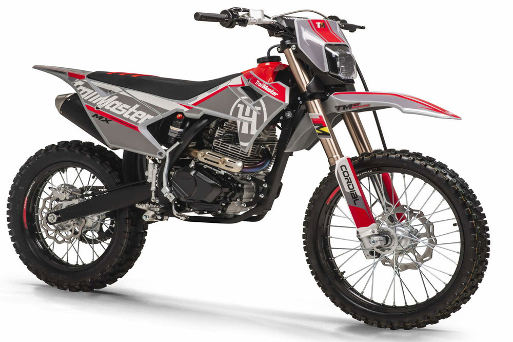 new! TrailMaster MX250-Pro Dirt Bike 5-Speed Manual Dual Disc Brakes, Electric Start (21/18) - GoKarts USA®