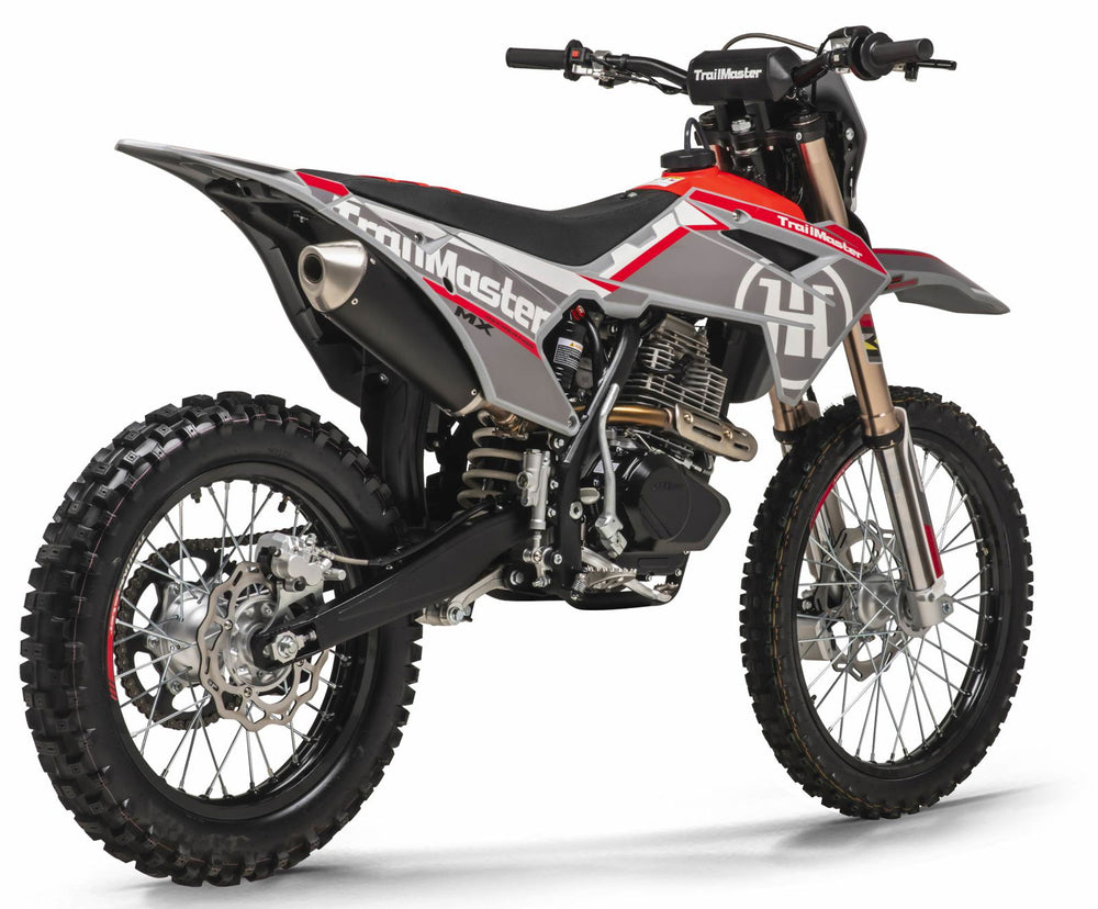 new! TrailMaster MX250-Pro Dirt Bike 5-Speed Manual Dual Disc Brakes, Electric Start (21/18) - GoKarts USA®