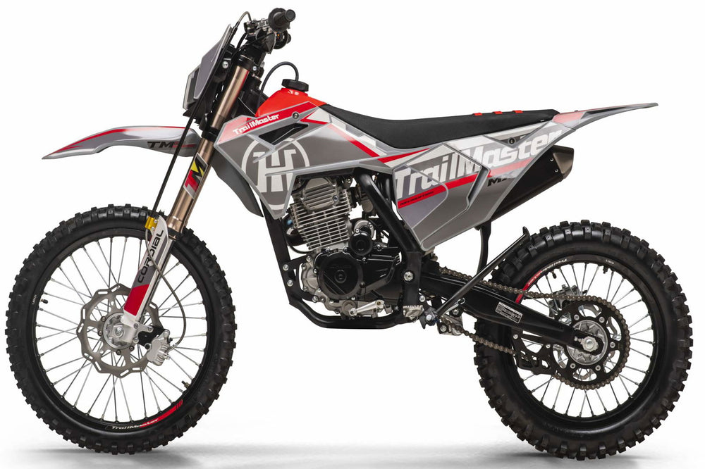 new! TrailMaster MX250-Pro Dirt Bike 5-Speed Manual Dual Disc Brakes, Electric Start (21/18) - GoKarts USA®