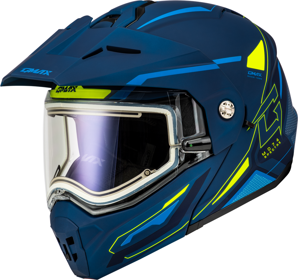 Md-74s Spectre Snow Helmet W/ Elec Shield Matte Blue/Grn Xl – GoKarts USA®