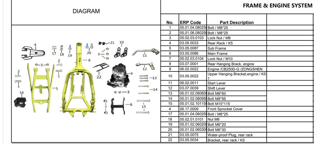 Rear Rack (03.05.0033) for TrailMaster 250cc Dirt Bike