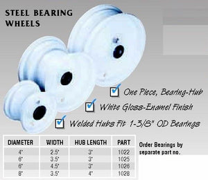 6 in. wheel steel, one piece, w/3/4 in. ball bearings, 3 in. hub length, 3-1/2 in. wide - GoKarts USA®