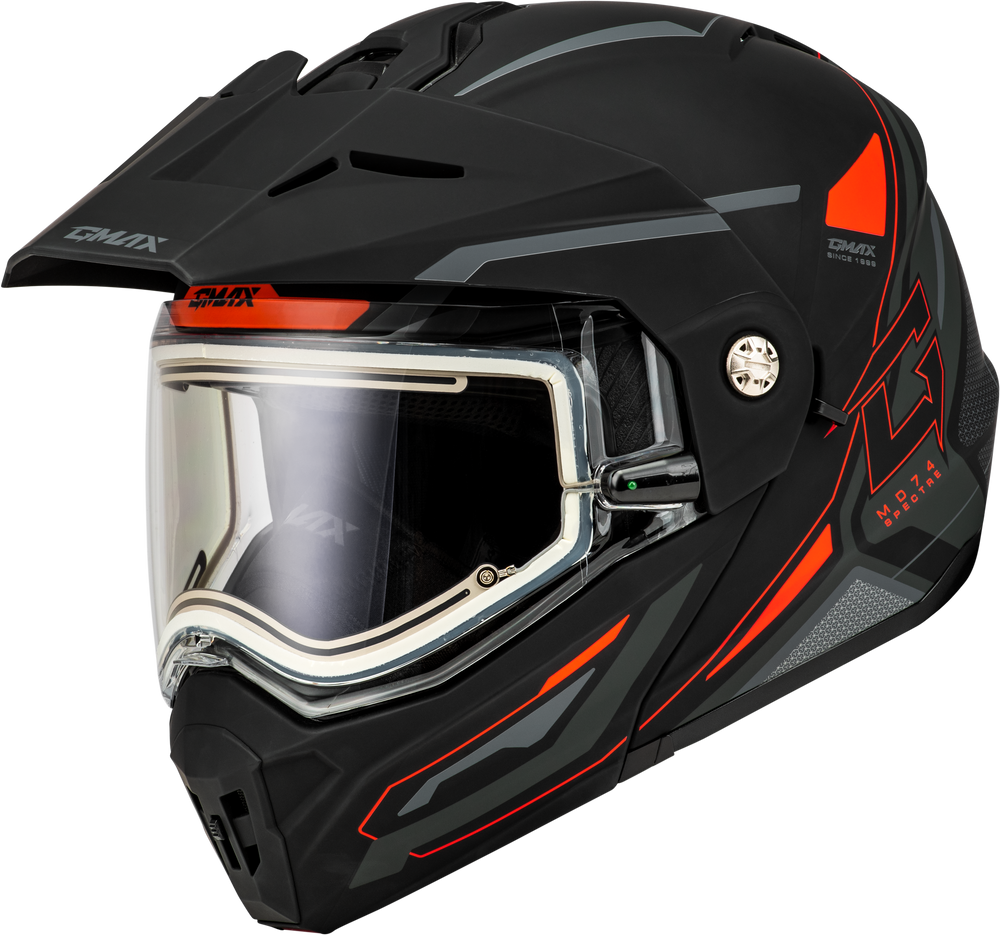 Md-74s Spectre Snow Helmet W/ Elec Shield Matte Black/Red Sm – GoKarts USA®
