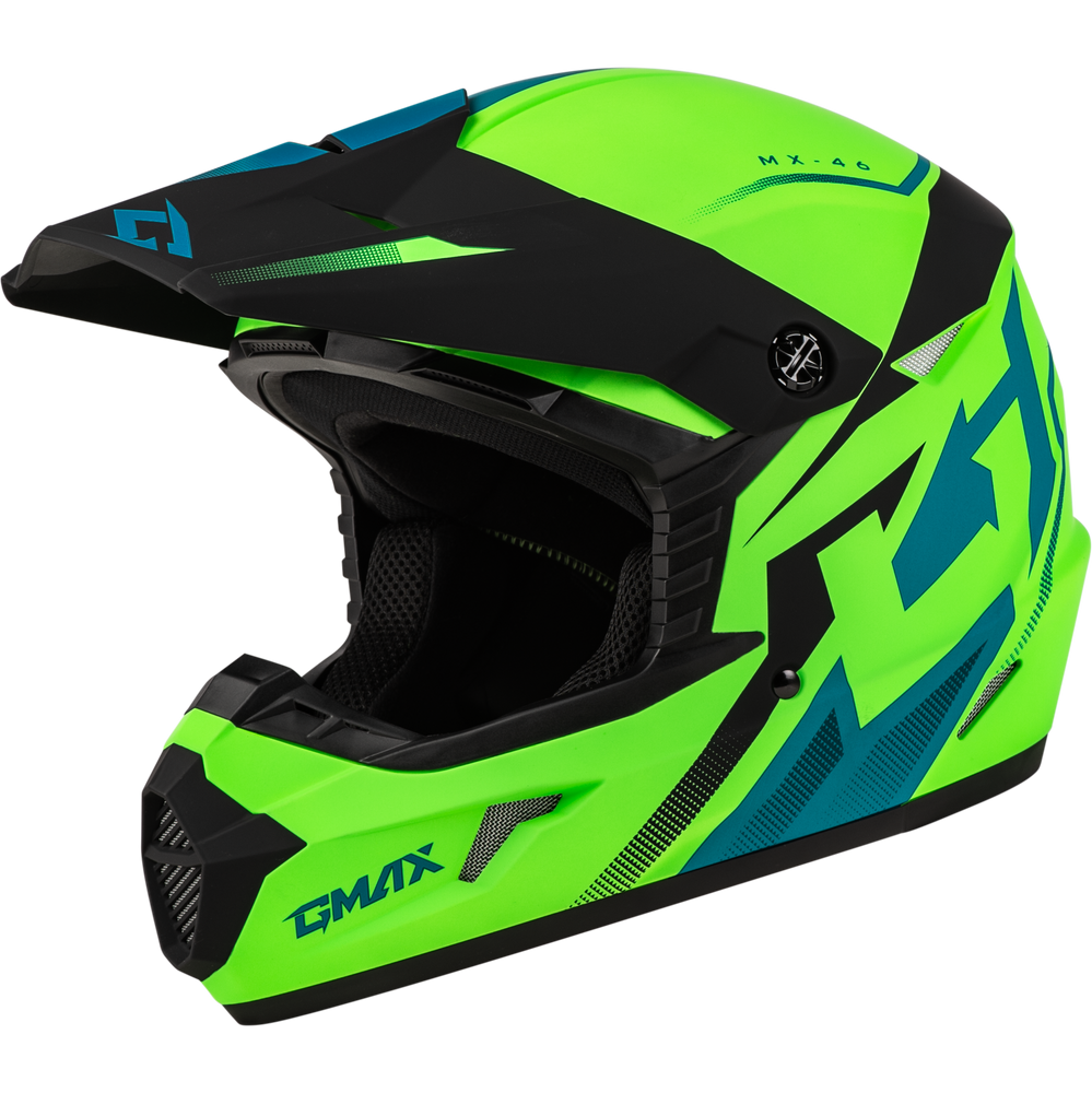 Mx-46 Compound Helmet Matte Hi-Vis Green/Blk/Blue 2x – GoKarts USA®