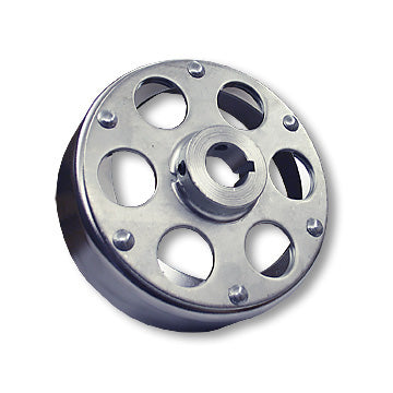 Go Kart Brake Drum, for 6" Brake, 4-9/16" Bore, Unplated with Riveted Uni-Hub, 1 in. Bore