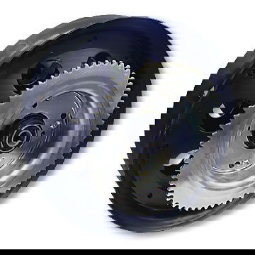 Mini Bike Wheel, 10 in. Black Oxide Steel, #35 60T Sprocket, Brake Drum, 5/8" ID Precision Ball Bearings - GoKarts USA®