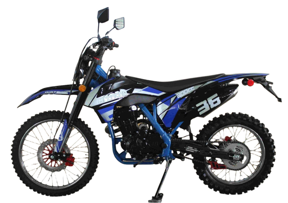 Broncho 300 Dual Sport Dirt Bike, 5-Speed Manual, Electric Start, (21/18) Wheels