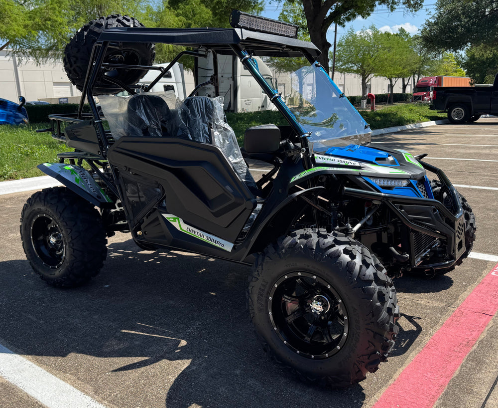 TrailMaster Cheetah 300Pro EFI Deluxe UTV Go Kart, Shaft Drive, Liquid Cooled CVT Auto with Reverse, Side Doors, Hard Top, Windshield, LED Light Bar