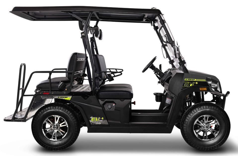 E-Rover DLX Electric Golf Cart, Lithium Battery, Deluxe Alloy Wheels, Digital Dashboard, Windshield Included - GoKarts USA®
