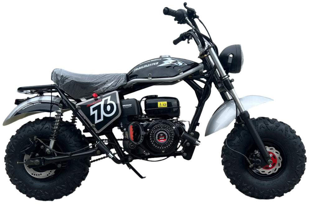 TrailMaster Hurricane 200X PRO Mini Bike, 196cc 6.5hp with Electric Start, Torque Converter, Dual Disc Brakes, Front & Rear Suspension, LED Headlight