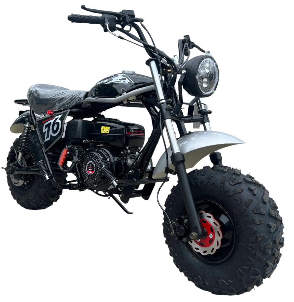 TrailMaster Hurricane 200X PRO Mini Bike, 196cc 6.5hp with Electric Start, Torque Converter, Dual Disc Brakes, Front & Rear Suspension, LED Headlight