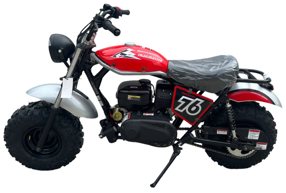 TrailMaster Hurricane 200X PRO Mini Bike, 196cc 6.5hp with Electric Start, Torque Converter, Dual Disc Brakes, Front & Rear Suspension, LED Headlight