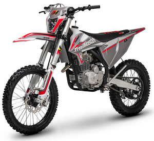 TrailMaster LX250 Dirt Bike, 6-Speed Manual, Dual Disc Brakes, Electric Start with Kick backup, (21/18) Wheels