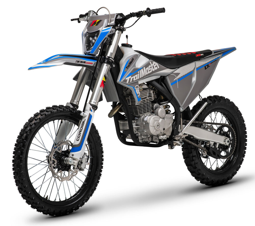 TrailMaster LX250 Dirt Bike, 6-Speed Manual, Dual Disc Brakes, Electric Start with Kick backup, (21/18) Wheels