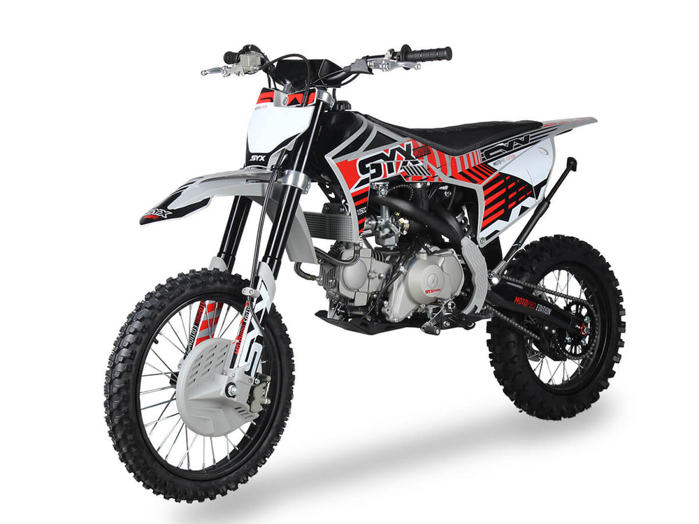 SYX Moto Pro 125cc 4-Stroke Gas Dirt Bike, 4-Speed Manual, Electric Start (17/14) Wheels, Ages 16 and up