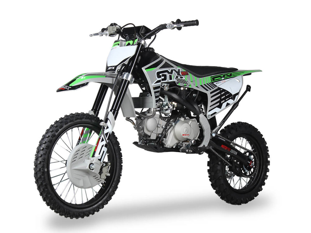 SYX Moto Pro 125cc 4-Stroke Gas Dirt Bike, 4-Speed Manual, Electric Start (17/14) Wheels, Ages 16 and up