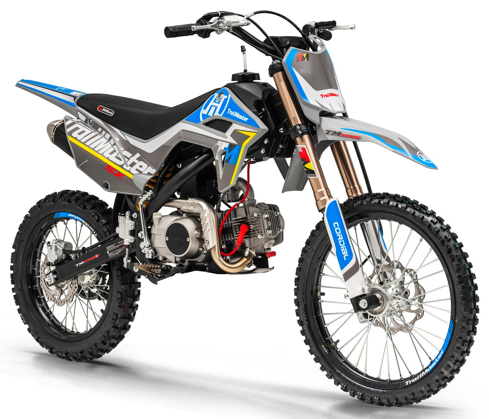 TrailMaster SX125 Pro Series Dirt Bike, Electric Start, 4-Speed Manual, Dual Disc Brakes, (19/16) Wheels