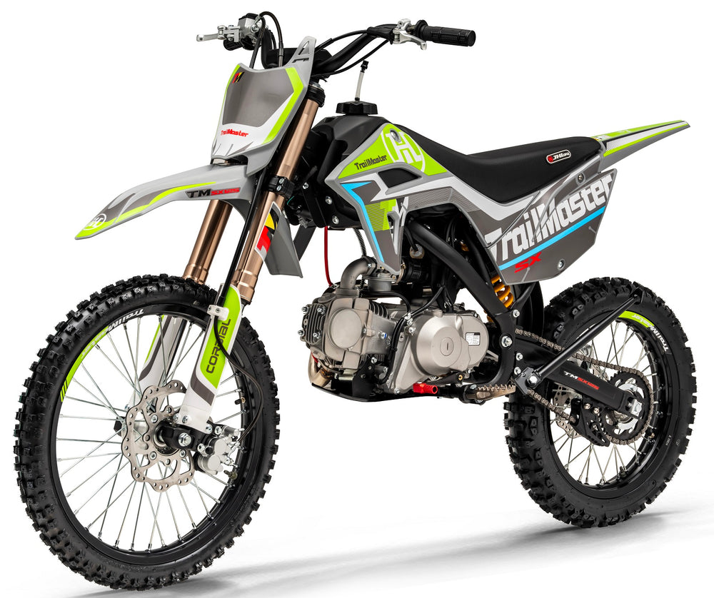 TrailMaster SX125 Pro Series Dirt Bike, Electric Start, 4-Speed Manual, Dual Disc Brakes, (19/16) Wheels