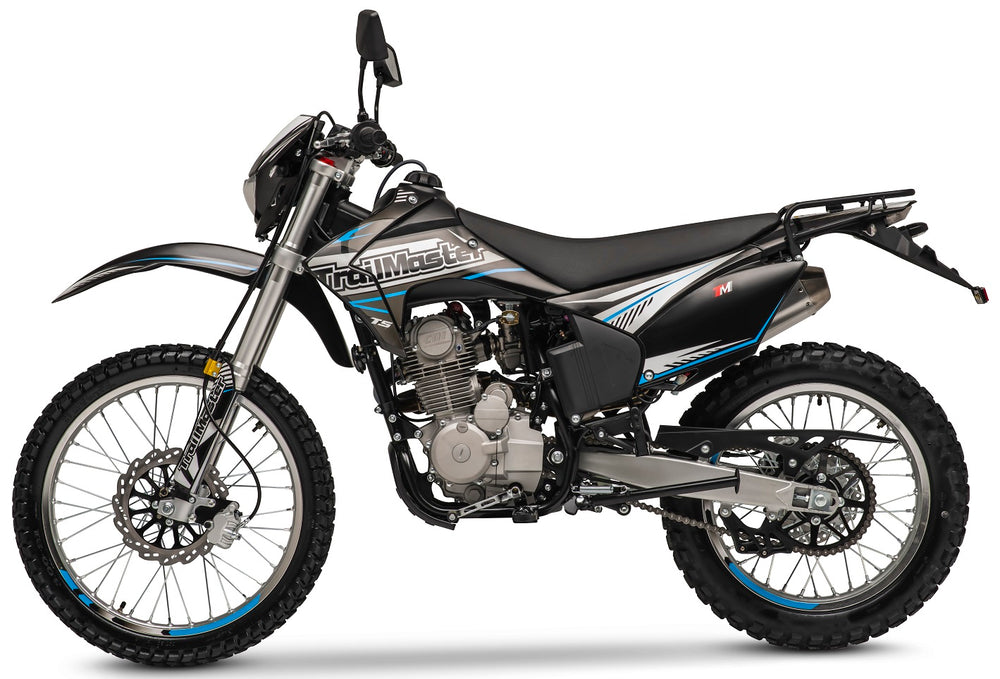 TrailMaster T5 Dual Sport Dirt Bike, 5-Speed Manual, 223cc Engine, Dual Disc Brakes, Electric Start with Kick backup, (21/18) Wheels