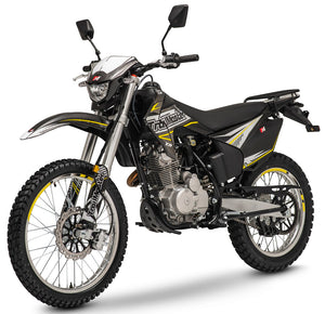 TrailMaster T5 Dual Sport Dirt Bike, 5-Speed Manual, 223cc Engine, Dual Disc Brakes, Electric Start with Kick backup, (21/18) Wheels