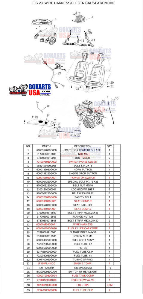 REF-23-3  BOLT M6x16, for TrailMaster Blazer 200R Go Kart (57890601610005)