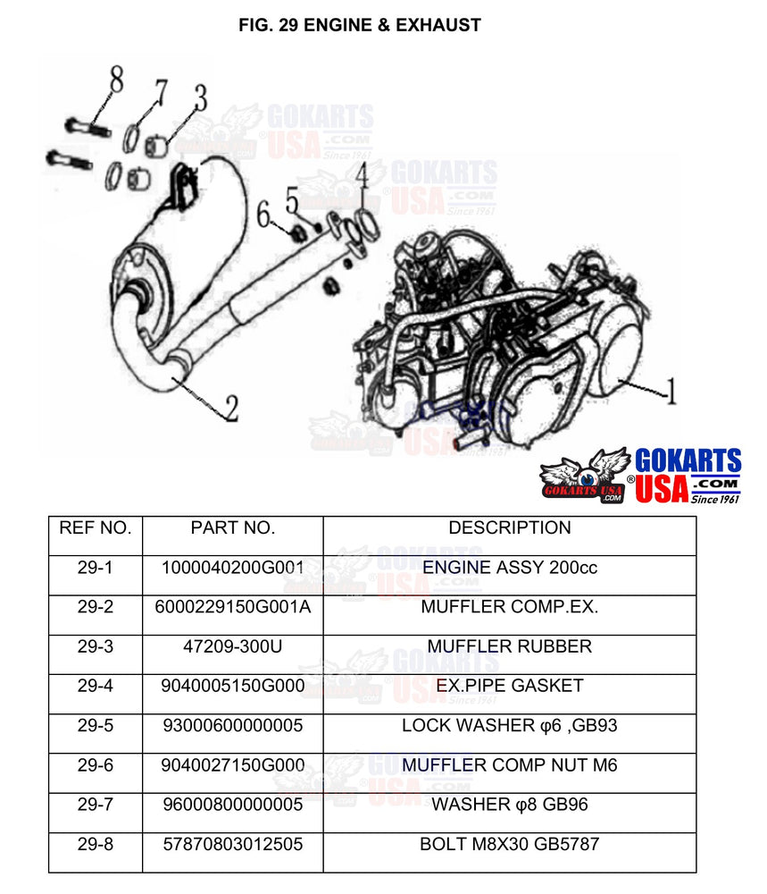 REF 29-2: MUFFLER WITH HEADER COMP, for TrailMaster Challenger 200 UTV Side-by-side (6000229150G001A)