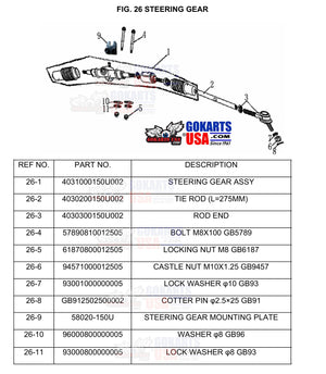 STEERING GEAR ASSY, for TrailMaster Challenger 200 UTV Side-by