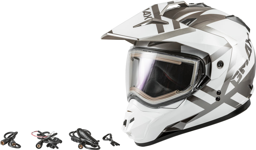 
            
                Load image into Gallery viewer, GM-11S TRAPPER SNOW HELMET W/ELEC SHIELD WHITE/SILVER 2X
            
        