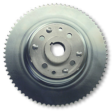 60 Tooth Sprocket For #35 Chain, 4-1/2 Inch Brake Drum, Machined (One Piece) Riveted To Mini-Hub, 1 Inch Bore Part #2267