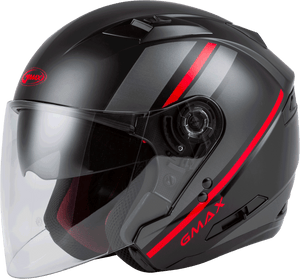 
            
                Load image into Gallery viewer, OF-77 OPEN-FACE REFORM HELMET MATTE BLACK/RED/SILVER 2X
            
        