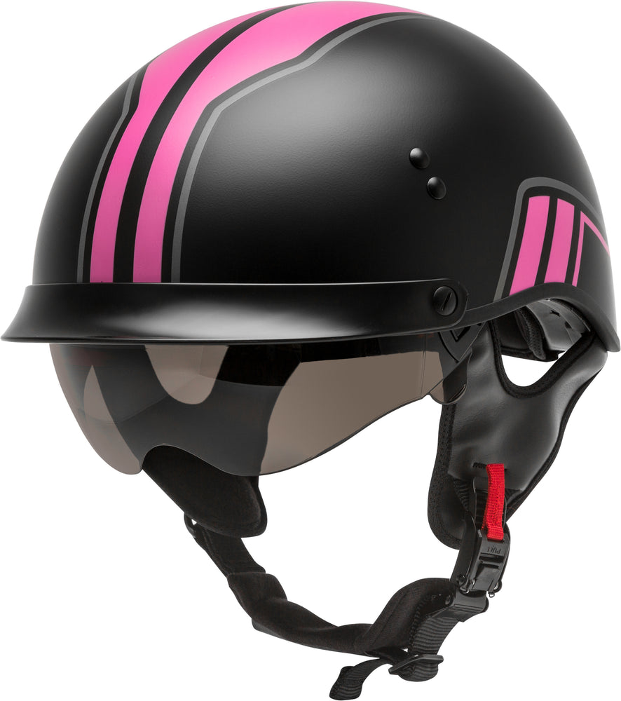 
            
                Load image into Gallery viewer, HH-65 HALF HELMET FULL DRESSED TWIN MATTE BLACK/PINK SM
            
        