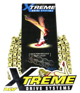 
            
                Load image into Gallery viewer, XTREME #35 CHAIN, HIGH PERFORMANCE, GOLD ON GOLD FINISH, 120 LINK WITH  MASTER LINK, NOT RIVETED CLOSED. OUR BEST #35 CHAIN (BLUE BOX).
            
        