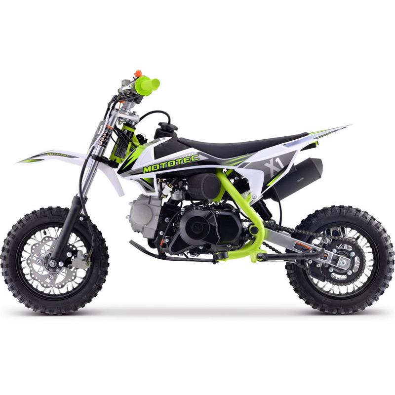 X1 110cc (small size) Dirt Bike, 4-Stroke Gas Fully-Automatic Electric Start Low 23" Seat Height Green
