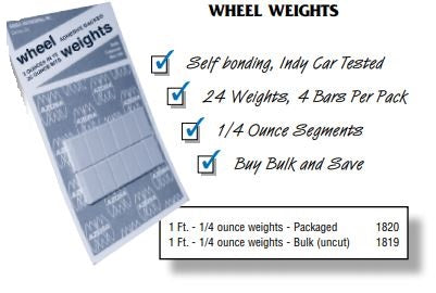 Self Bonding Wheel Weights, 1 Ft. 1/4 Ounce (4 Bars Per Pack)